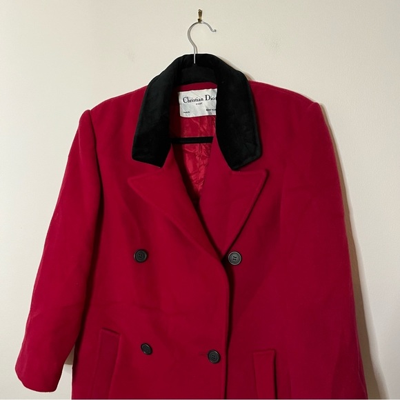Vintage Christian Dior double breasted wool long coat size 4 - Picture 7 of 15